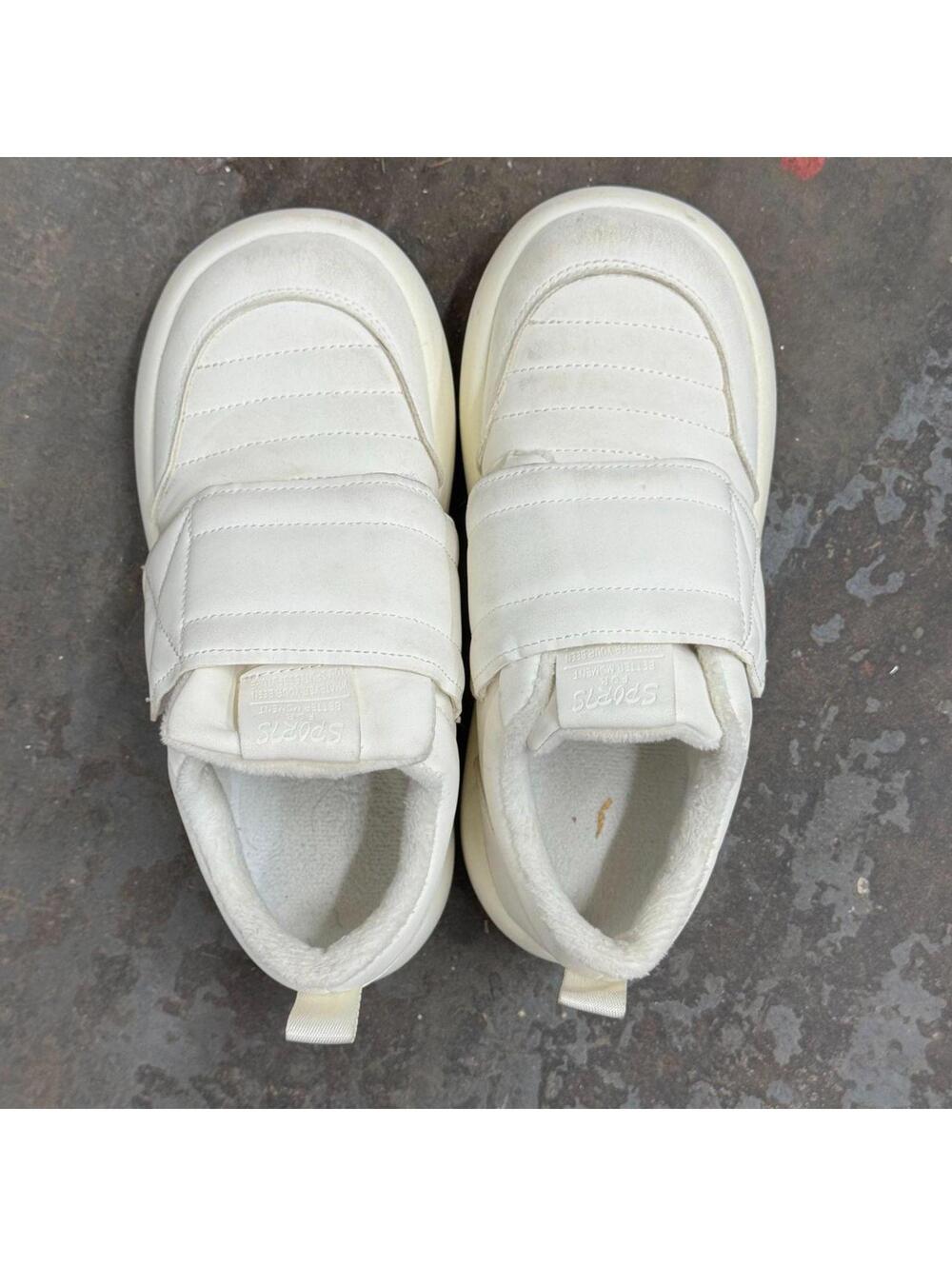 White Chunky Platform Sneakers With Strap - Size 39/8 - Picture 2 of 5